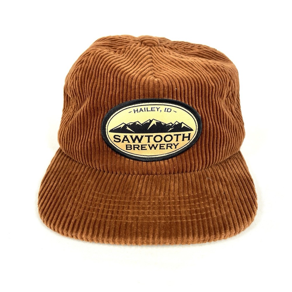 Sawtooth Brewery Hailey Idaho Snapback Hat Rust Brown Corduroy Craft Beer